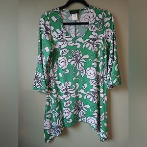 Slinky Brand Asymmetrical Floral Boho Top
